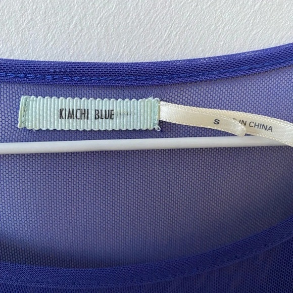 Kimchi Blue Soft Purple A-line Deep V Mesh Crewneck Mini Dress Size S - Picture 6 of 6